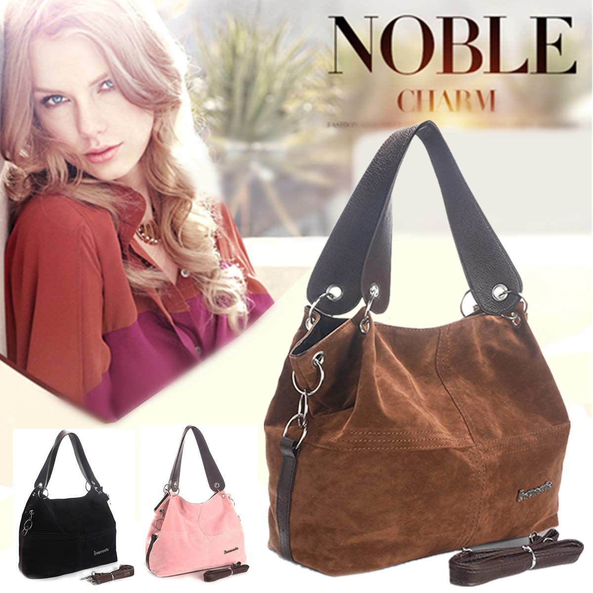 AQUEEN Vintage femmes sac à main femme daim sacs en cuir sac à bandoulière sac à bandoulière dames Hobos fourre-tout décontracté sacs à main de