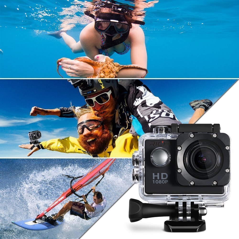 Actie Camera Fiets Motorfiets Helm Camera Onderwater Duiken Waterdichte Hd Hoofd Bike Cam 1080P Mini Camera Recorder