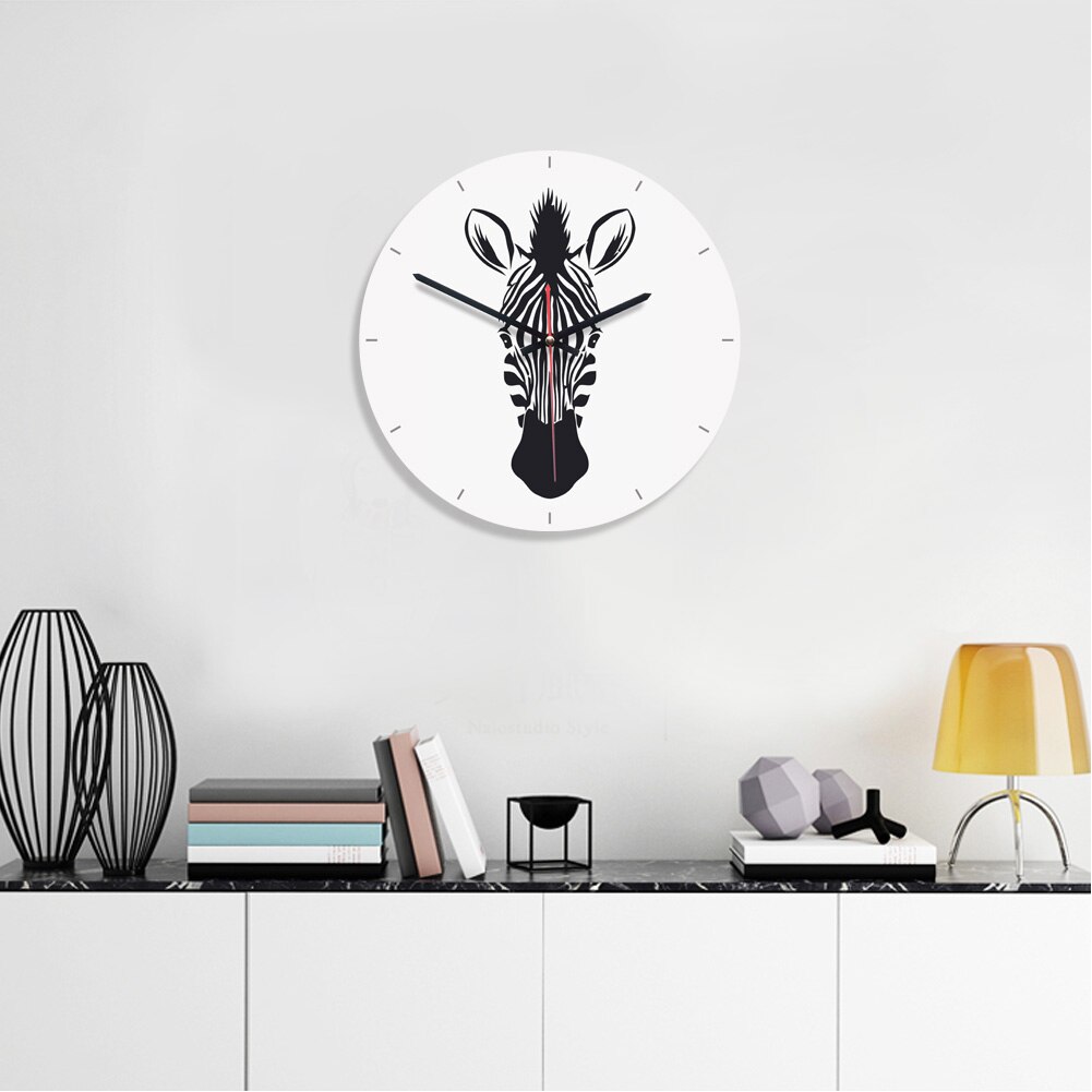 Cartoon Wall Clock Watch Clock DIY Cute Zebra Acrylic Cartoion Wall Clock Mirror Sticker Home Decoration Living Bedroom