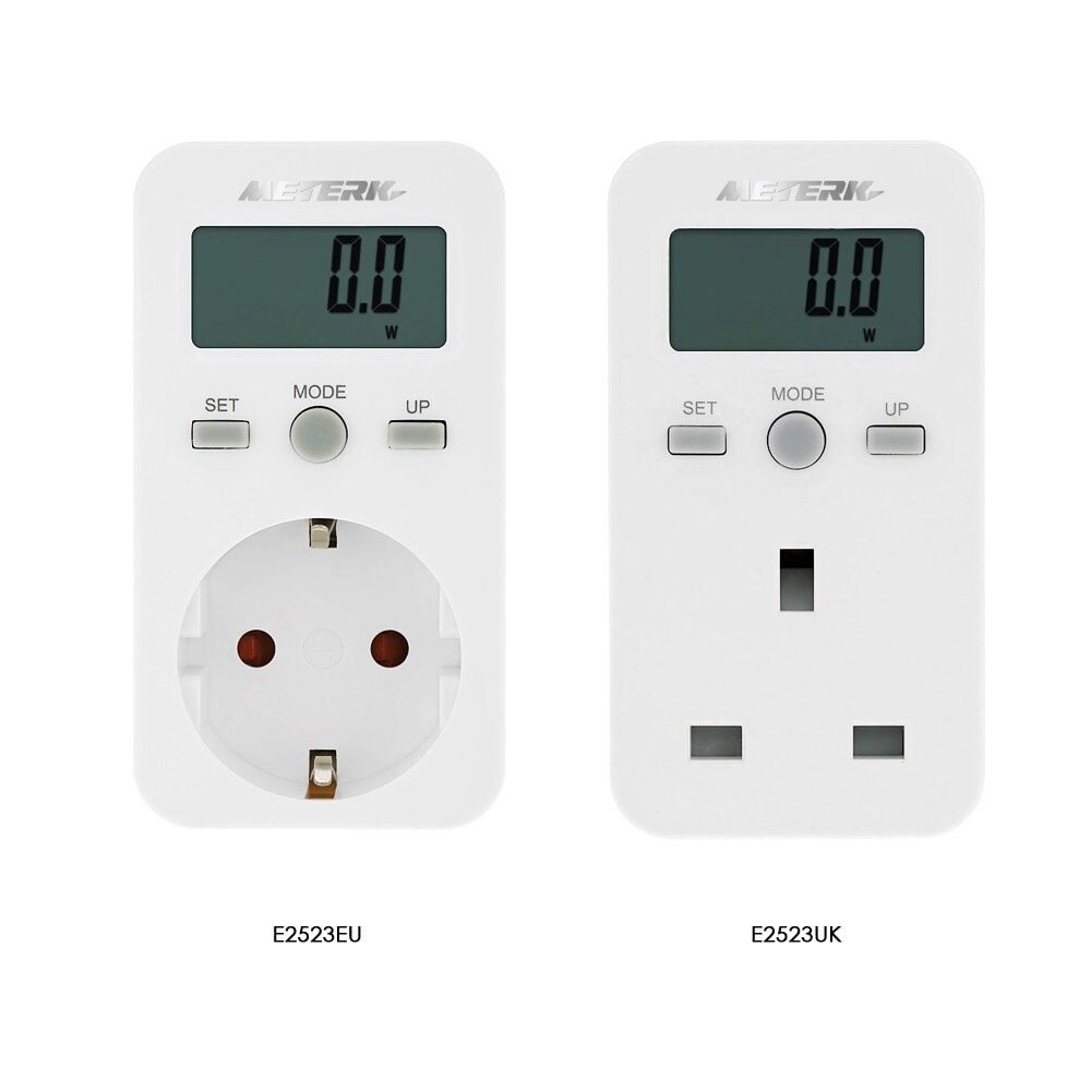 Meterk lcd digital wattmåler plug-in wattmåler strømmåler energiovervågning el elforbrug overvågningsstik+værktøjstaske