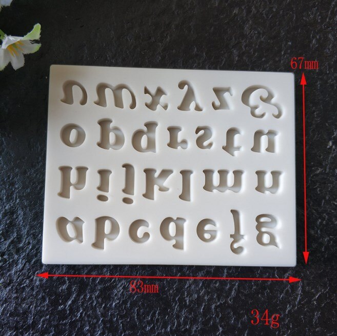 Lettertype Chocolade Silicone Mold Letters En Cijfers 26 Alfabet Cake Decoratie Tool 0-9 Digitale Mold Fondant Cake Decorating gereedschap: Lowercase