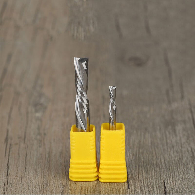 2 st 3.175 4 6mm Links Spiraal frees down cut twee dubbele Fluiten router bit CNC end mill carbide frees