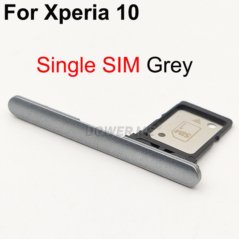 Dower Me Enkele Dual Sim Card Holder Reader Sim Tray Slot Met Cover Voor Sony Xperia 10 I3113 I3123 I4113: Grey Single SIM