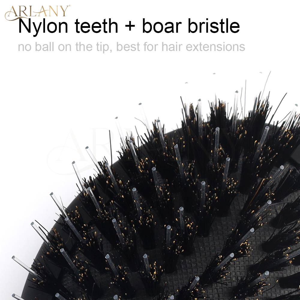 ARLANY-peine de pelo de cerdas de jabalí, Mini peine antiestático para masaje del cuero cabelludo, cepillo para el pelo, cepillo de cojín desenredante, herramienta de peluquería