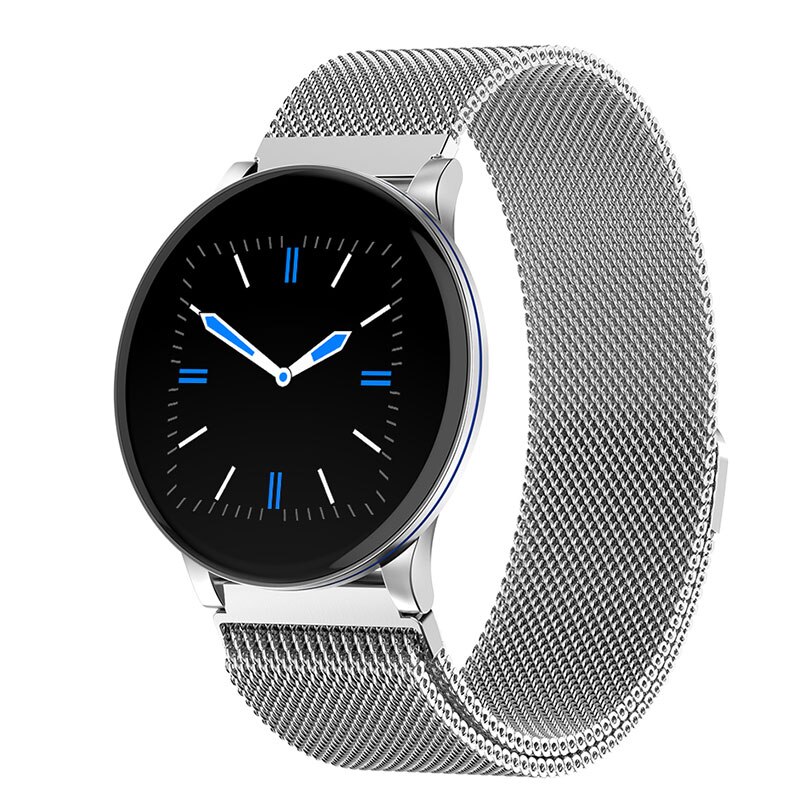 Montre intelligente ronde femmes hommes Smartwatch pour Android IOS électronique horloge intelligente Wach Fitness Tracker nouvelle montre-bracelet intelligente: steel silver