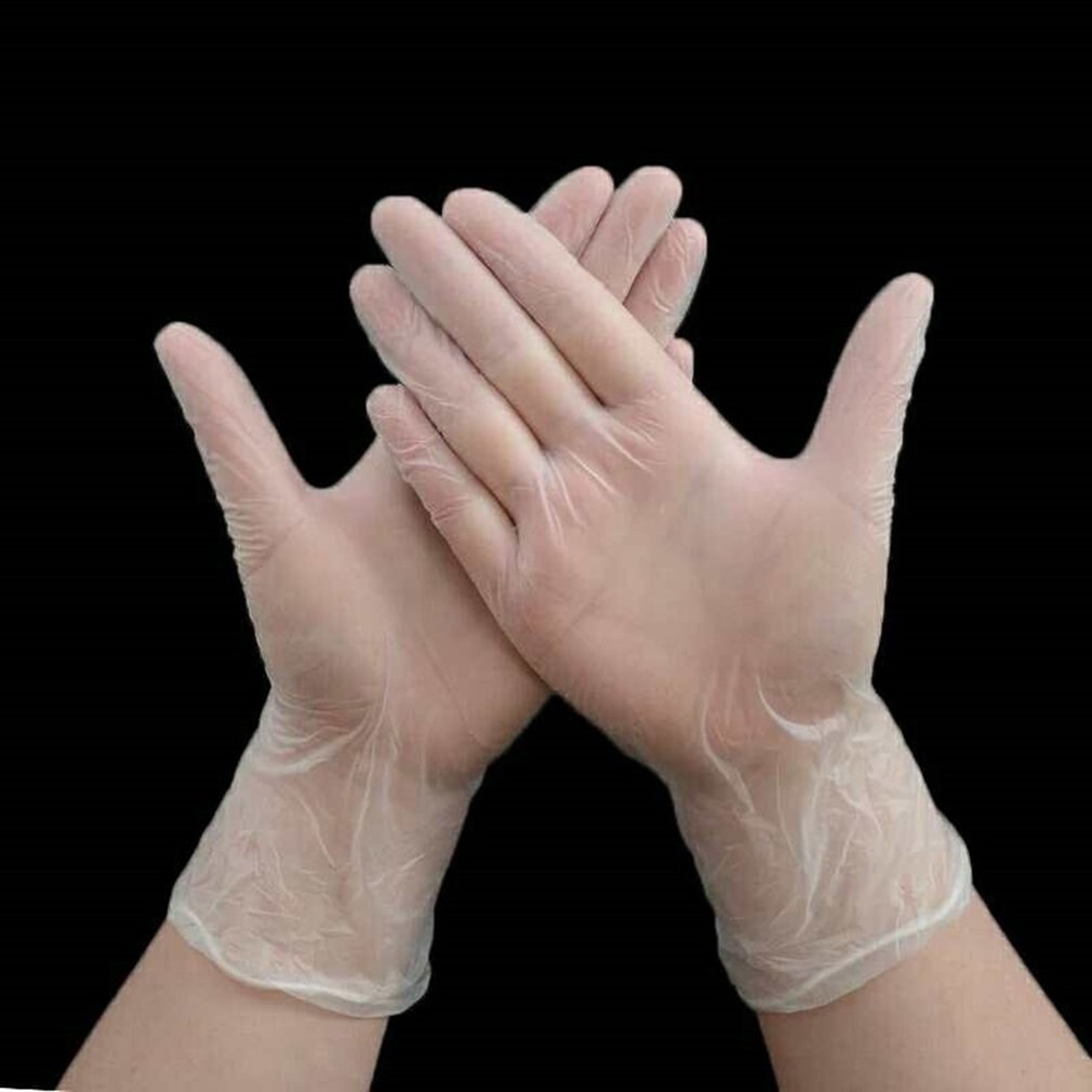 Guantes desechables transparentes de Pvc de látex Ding Qing, guantes protectores de tatuaje de belleza a prueba de trabajo Industrial, guantes de Pvc