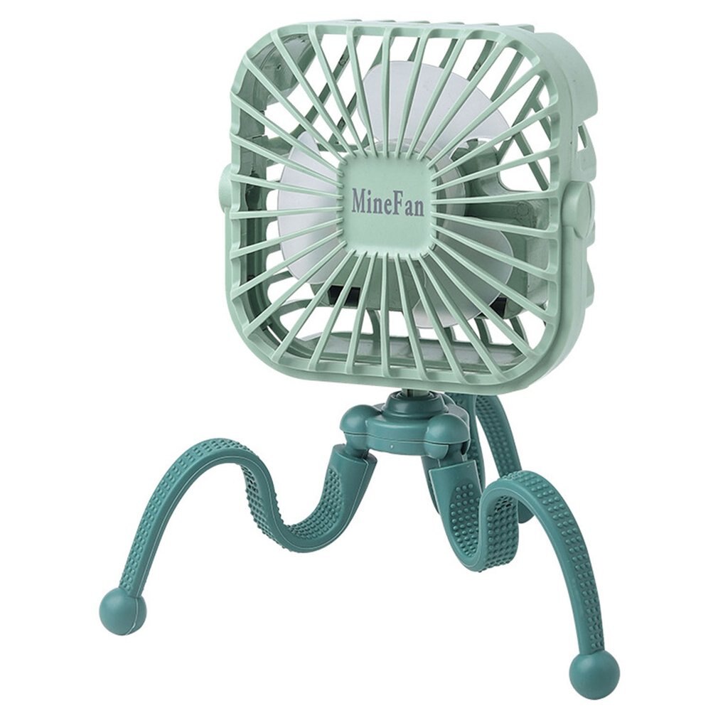 Mini Fan Mini Portable Hanging Electric Fan Octopus Stand Adjustable Handheld USB Charging Fan Cooler For Student: green square
