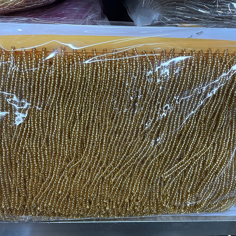 10CM Wide Gold Sliver Black Bead Tube Tassel Lace Trim For Clothes Wedding And Evening Dress Curtains Decoration Accessories: Brown