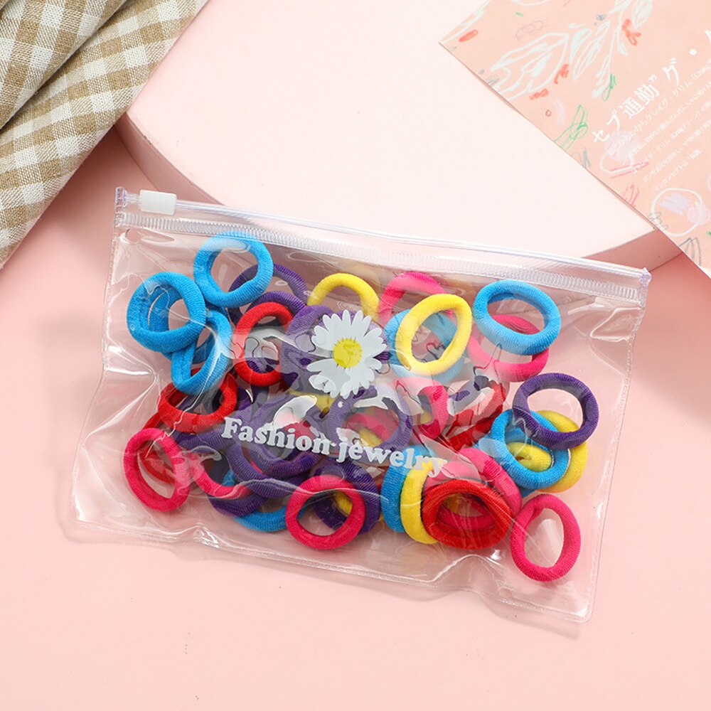 50 st/set baby flickor färgglada nylon små elastiska hårband barn hästsvanshållare gummiband pannband barn håraccessoarer: Mörk flerfärgad