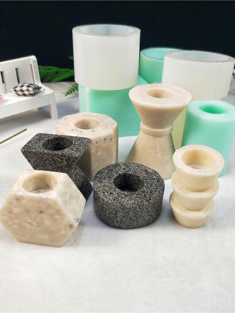 Terrazzo Kaarshouder Siliconen Mallen Beton Kandelaar Mold Kaars Insert Mallen Theelichthouder Mold