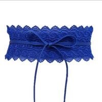 black white wide corset lace belt female self-tie belt belt girth belt women's belt wedding dress belt accessories: blue