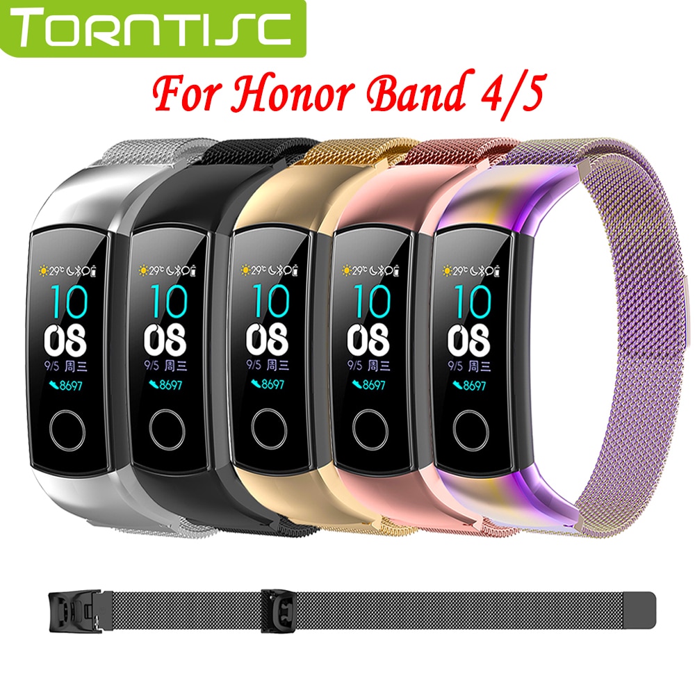 Torntisc Replaceable Magnetic Milanese Stainless Steel Strap for honor band 4 and hornor band 5