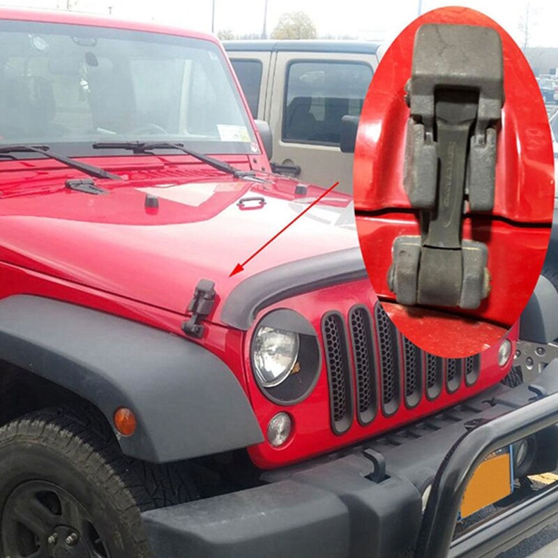 Zwarte Motorkap Vergrendeling Kit - Aluminium Legering - Stopt Schudden & Rammelen - Past op Jeep Wrangler JK 2007-2018
