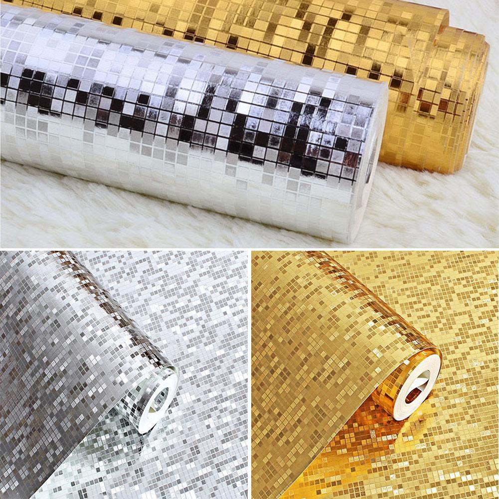 10m*53cm 3d vandtæt glitter spejl effekt mini mosaik gnistre lys refleksion guldfolie sølvfolie tapet ktv bar