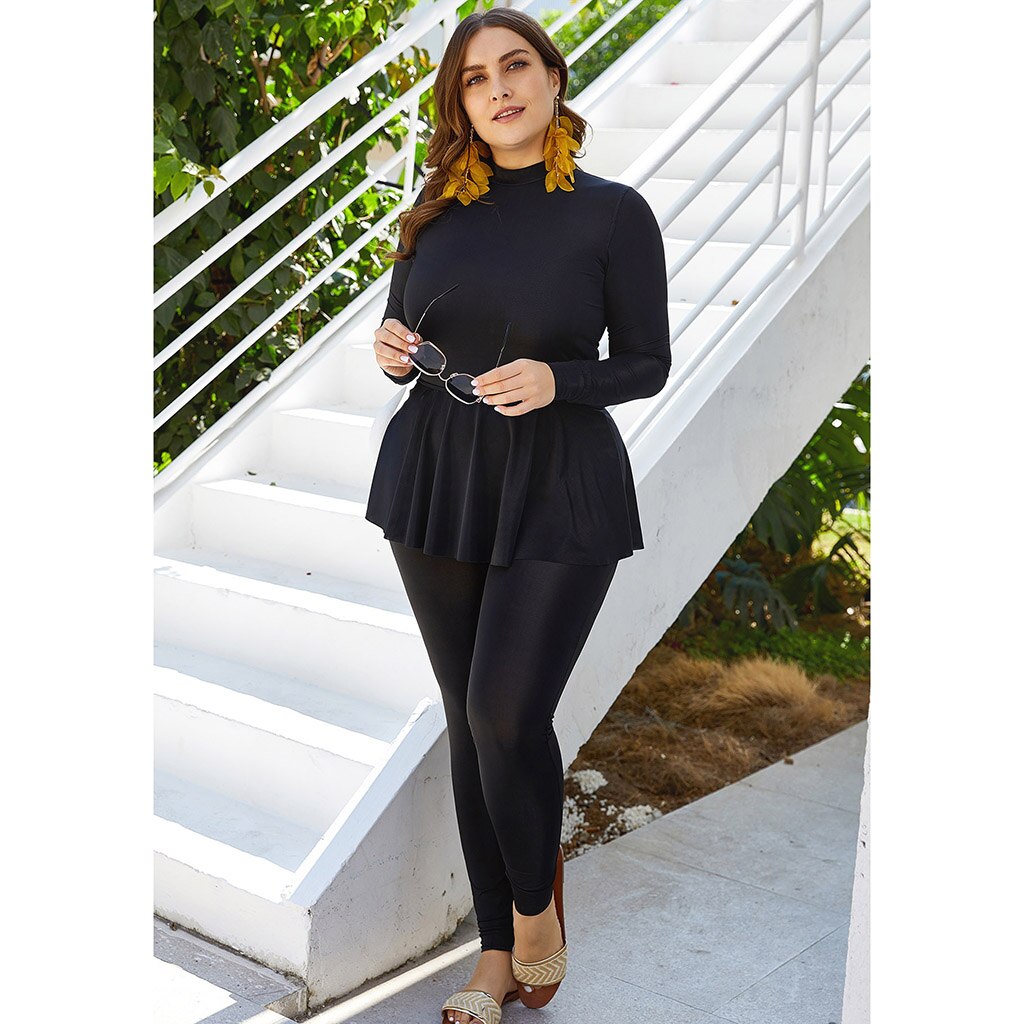 Brand and Women's Plus Size Swimsuits Two Piece Muslim Monokinis Swimwear Bikini Athletic Tankini