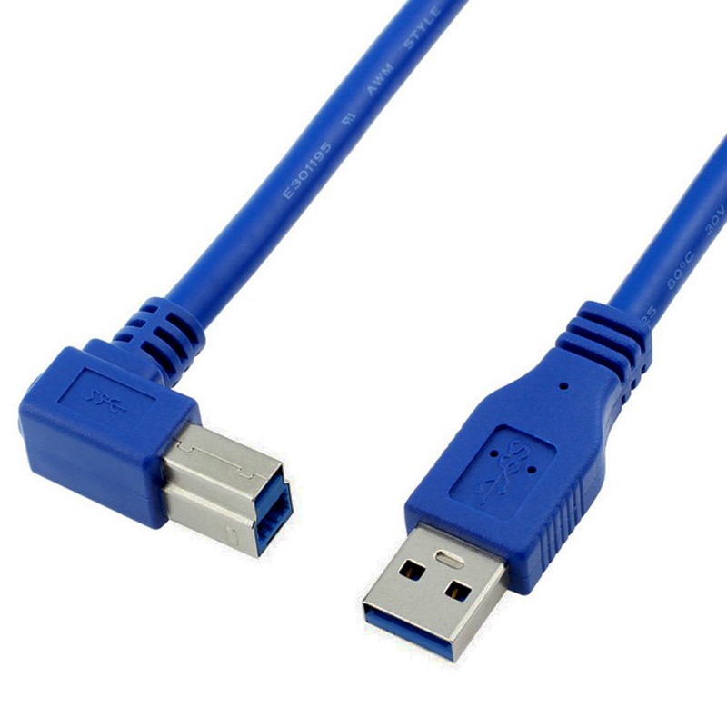 USB 3,0 Typ A Stecker auf B Stecker 90 grad ellenbogen Abgewinkelt Drucker Kabel blau farbe 0,6 m 1m