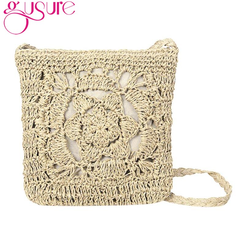 Gusure bohemian geweven uitgeholde strandtas dames gehaakte franje stro handgemaakte tassen breien weven boho zomertas