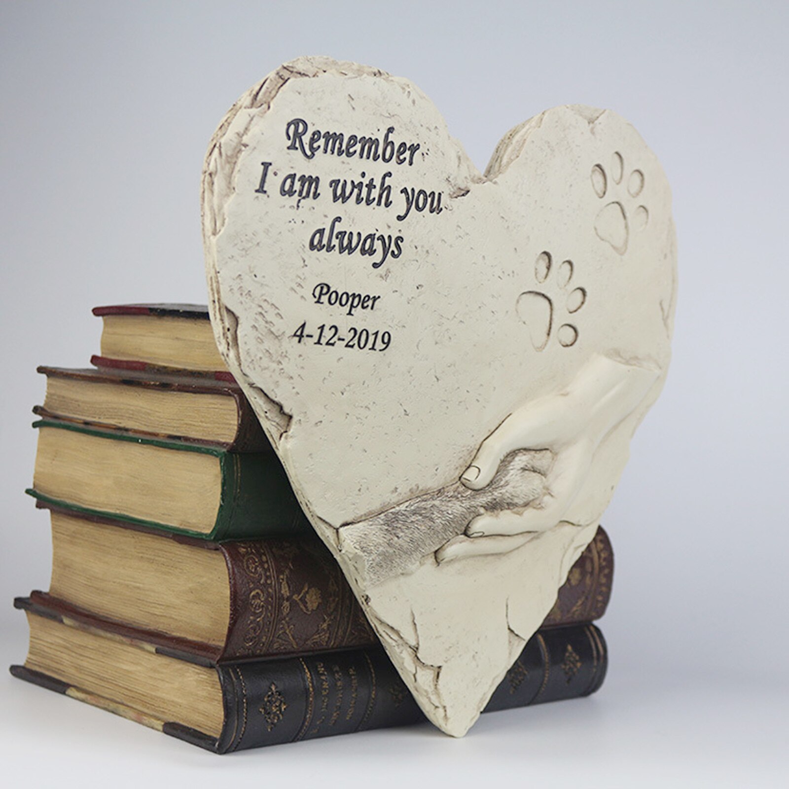 Pet Memorial Stone Paw Print Dog Grave Marker Puppy Backyard Yard Tombstone Pet Loss Sympathy Stepstone Pets