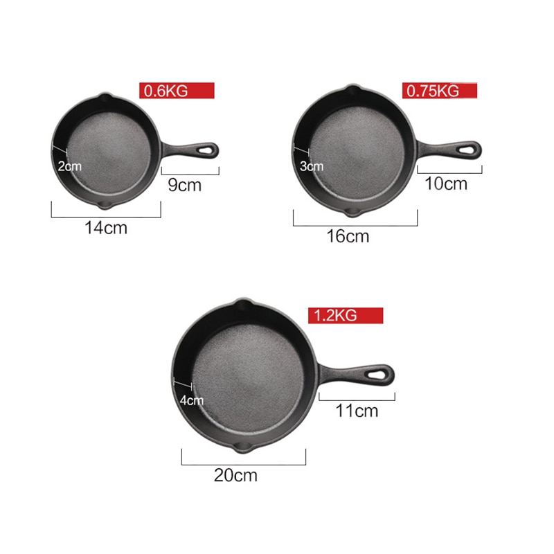 14/16 / 20cm støbejernspande lille stegepande mini ubelagt non-stick pandeæg pandekageform induktionskoger gaskomfur universal
