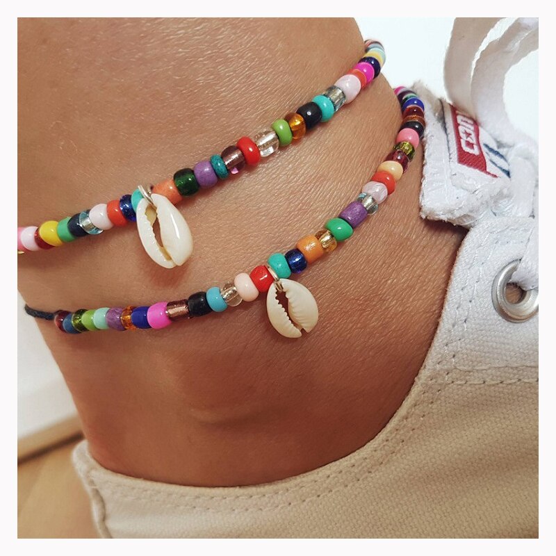 muszla obrączka na nóżkę ptaka koraliki obrączki dla kobiet dziewczynki moda klasyczny Wykonany ręcznie sandał oświadczenie bransoletka stopa biżuteria Boho prezent