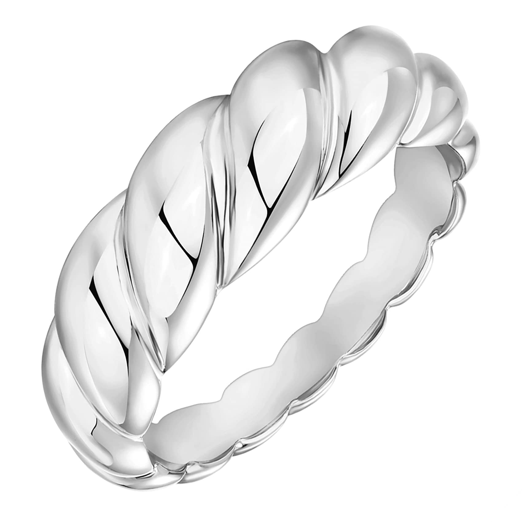 VQYSKO Croissant trenzado sello trenzado anillo de cúpula gruesa banda de estrella apilable para mujeres y hombres anillo de boda llamativo minimalista: 4 / Negro