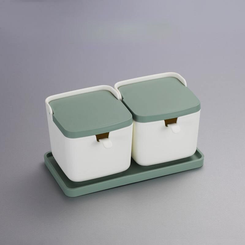 1 Set Plastic Sugar Bowl with Spoon Kitchen Salt Container Salt And Pepper Spice Bottle: 07