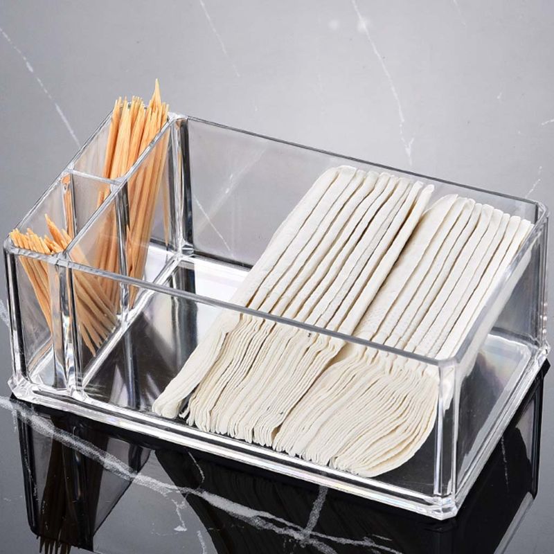 Clear Acrylic Cocktail Napkin Holder Tissue Box Paper Serviette Dispenser Bar Caddy Straws Organiser for Dining Table Home Decor