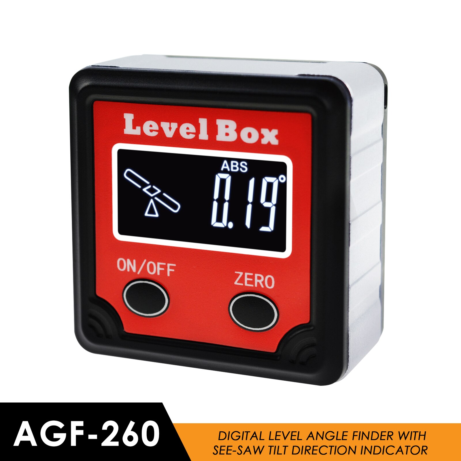 Digitale Level Hoekzoeker Bevel Box Magnetische Base 360deg (4 X 90deg) Inclinometer Gradenboog Gauge Tilt Richting Indicator: AGF-260