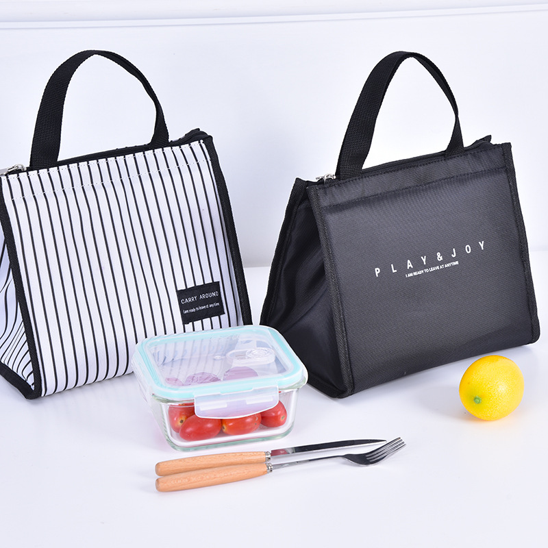 Bolsa térmica negra para almuerzo familiar, bolsa de aislamiento térmico Bento para escuela, Picnic, bolsa para comida de viaje, organizador de frutas, suministros de accesorios