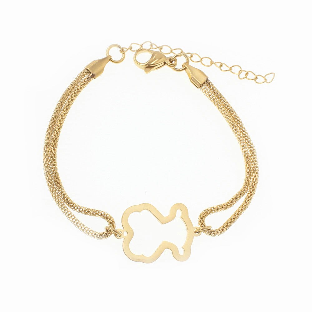 Women Bear Bracelet Simple and Generous Hollow Titanium Steel Jewelry Best for Friend: Gold 1pcs