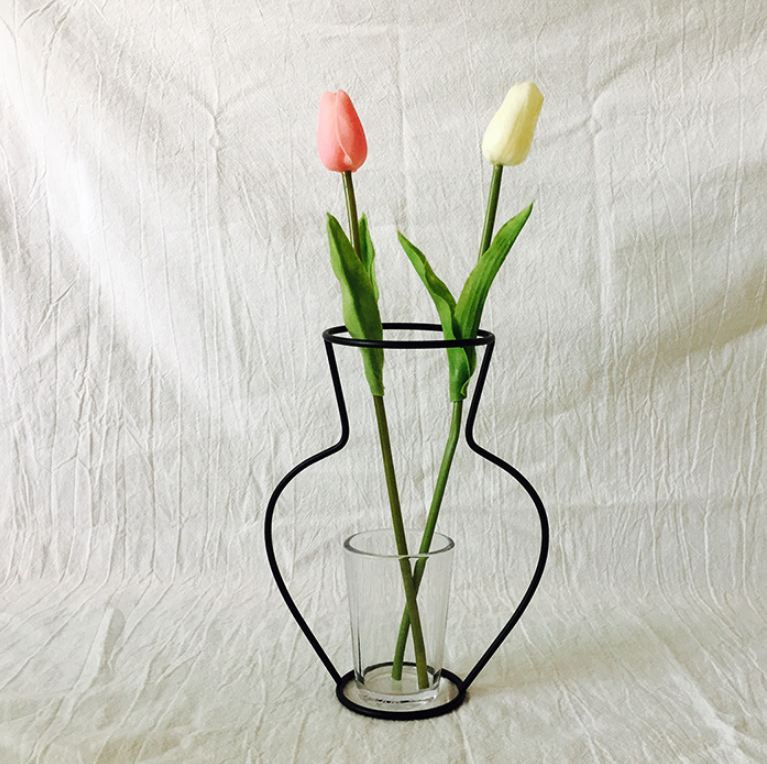 2020 minimalista vaso de flores rack nórdico abstrato preto linhas ferro decoração vida decoração da casa preto linhas vaso flores: 4