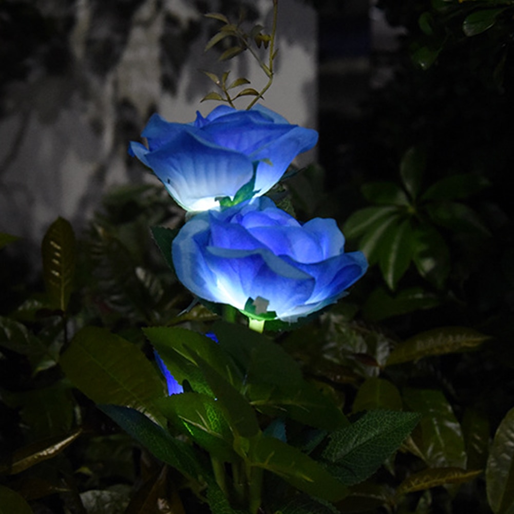 3LED Solar Rose Bloem Licht Waterdicht Tuin Landschap Lamp Outdoor Gazon Lamp Thuis Decoratieve Bloem Night Lights: Blue
