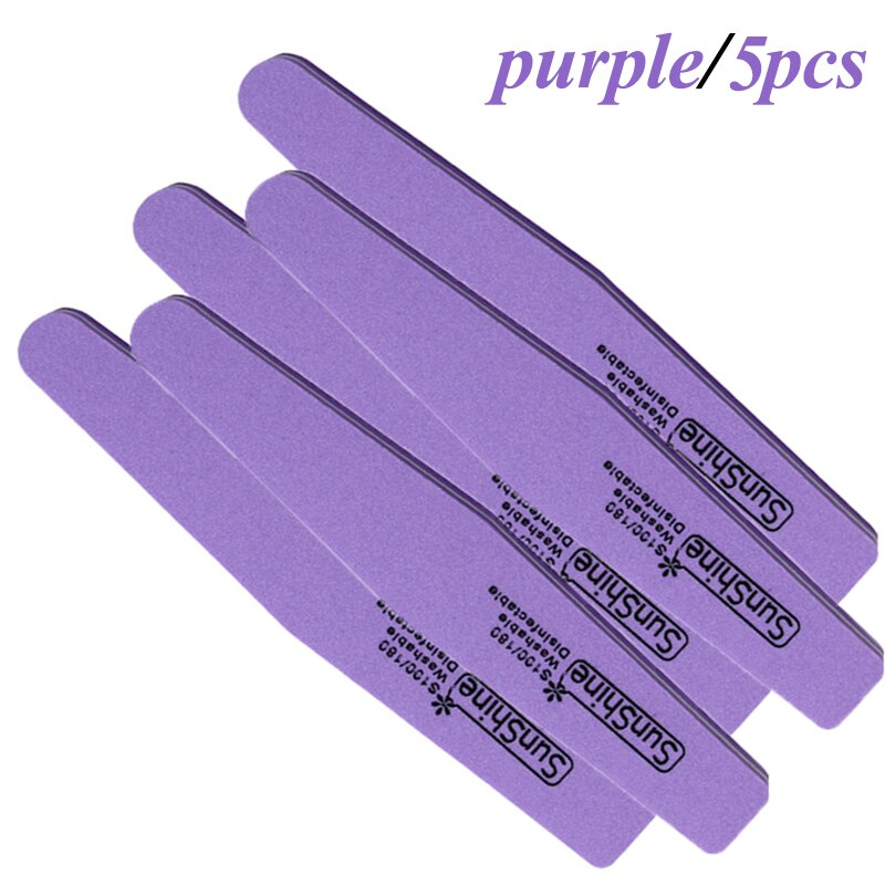60 pcs Nail Files Nail Buffer Buffing 100/180 Nail Beauty Tools Diamond Spong Bloc Polissoir Ongles DIY Nail Tools: 5cs-purple