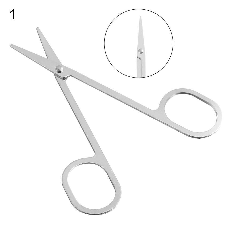 1PC Eyebrow Scissor Eyebrow Trimmer Eyebrow Eyelashes Nose Hair Scissor Stainless Steel Manicure Scissors Cutter Nail Makeup: Style  1