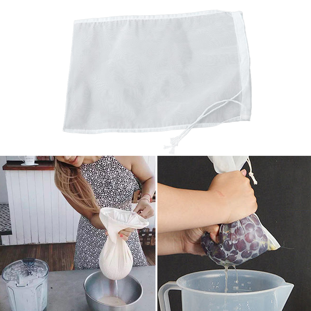 2 stk genanvendelig nylon mesh stamme te papirmasse juice gelé mad mælkefilter med strengforsegling skærm percolator klud poser teposer