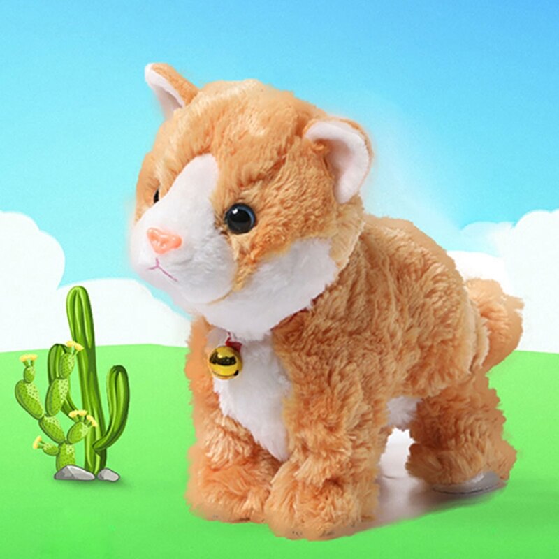 Elektryczny inteligentny pluszowy wokalny kot domowy chodzenie wypchane zwierzę zabawka smycz sterowanie elektroniczne interaktywne chodzenie machanie