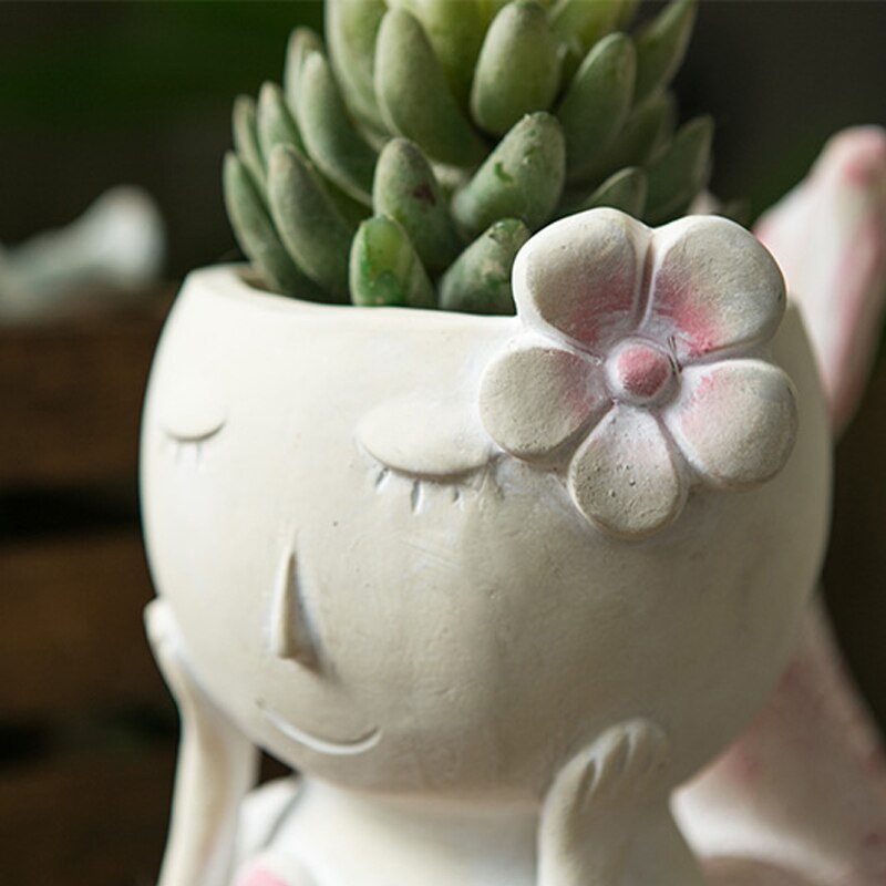 Pot de fleur de sirène mignon, Mini Vase de dessin animé, ornements en forme de poisson, Succulents amoureux des fleurs vertes, décoration de jardin pour la maison