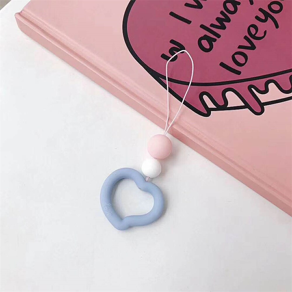 Silicone coração amor macaron laço telefone macio original para iphone kawaii bonito universal anel do telefone móvel pulseira de dedo charme