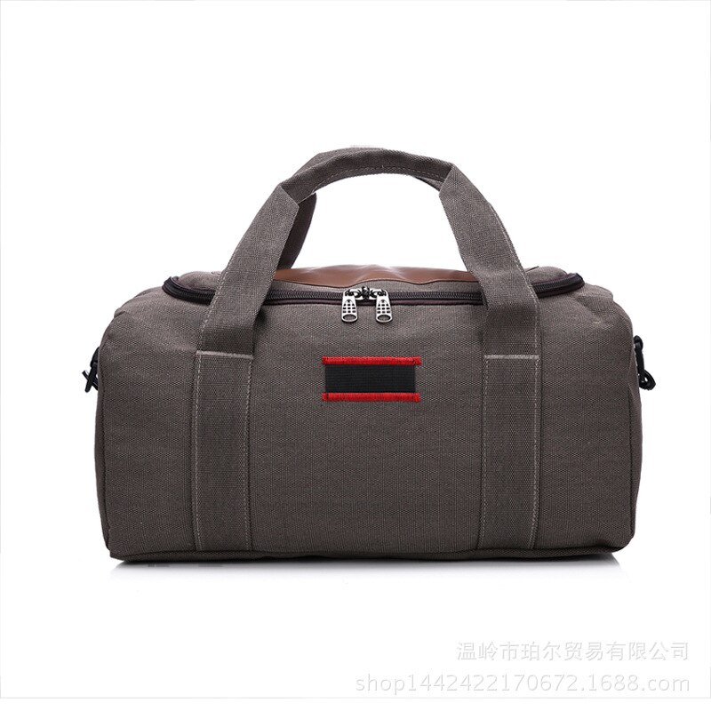 Große vintage-reisetasche aus canvas mit großem fassungsvermögen, tragbar, einfarbig, ideal für outdoor-aktivitäten, sport, zum aufhängen, verstellbar.: Super große khaki