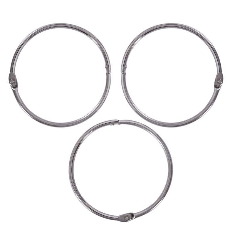 3 x grapa metálica Carpeta de libros anillos de hojas sueltas llavero 66x60xm