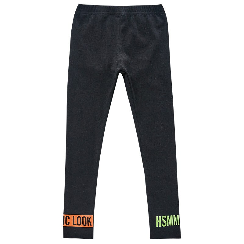 Leggings de printemps et d&#39;automne pour adolescentes, pantalons d&#39;école en coton avec lettres imprimées en noir et gris, pour enfants de 8, 10, 12 et 14 ans