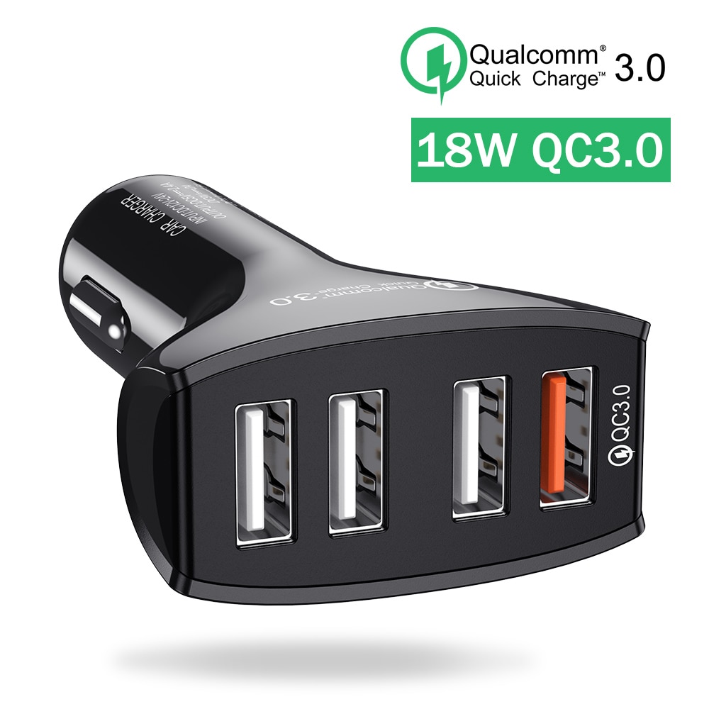 4 Usb Car Charger QC3.0 Quick Charge Voor Iphone Xiaomi Samsung Huawei Snelle Mobiele Telefoon Oplader Voor Telefoon In Auto telefoon Laders