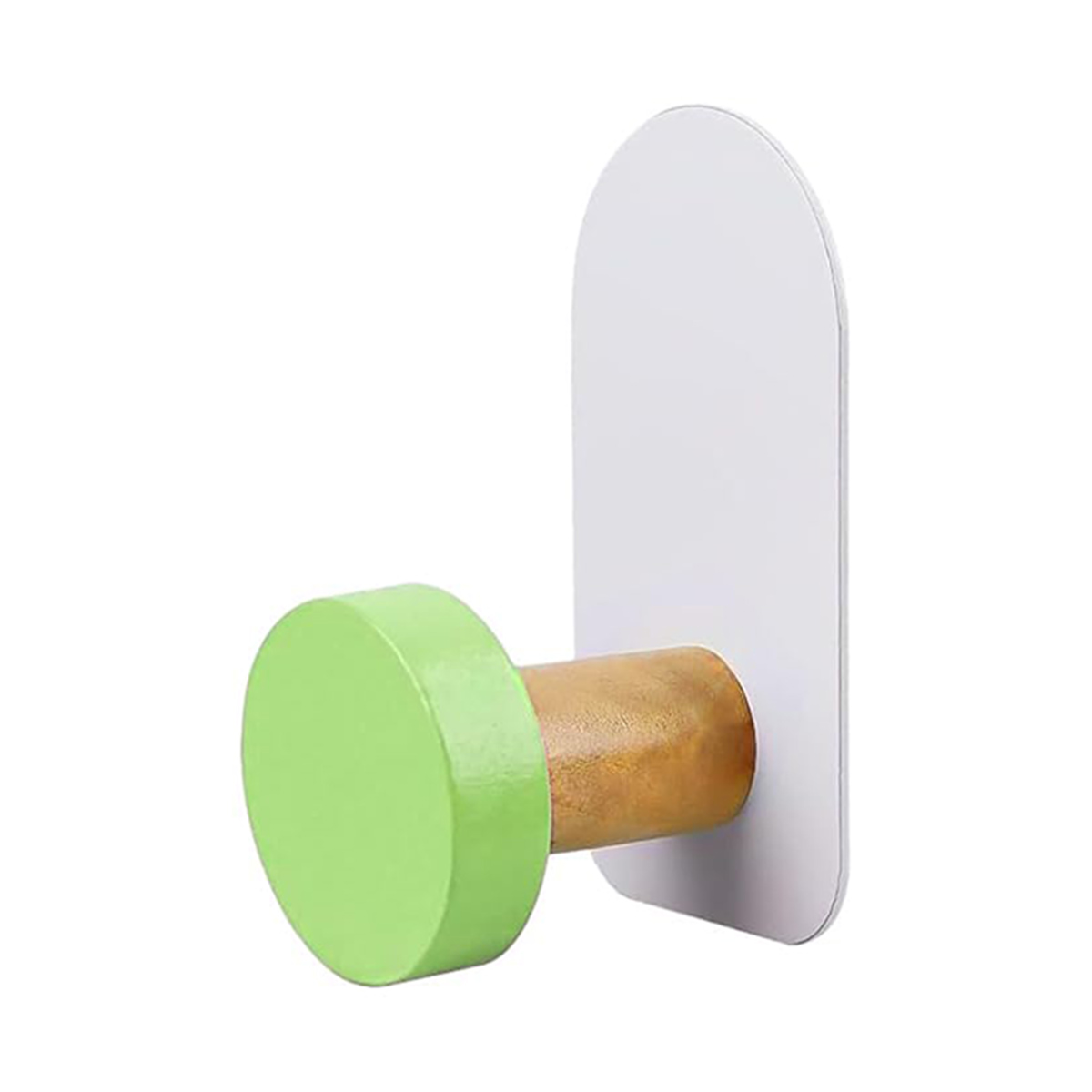 1 stks kleurrijke muurhaken zelfklevende haken geen boren houten kapstokken voor kinderen keuken badkamer woonkamer: green