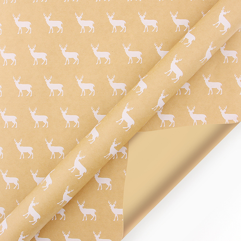 Wrapping Paper White Christmas Kraft Paper Christmas Paper Roll Brown Kraft Wrapping Roll For Home Decor Year: light yellow