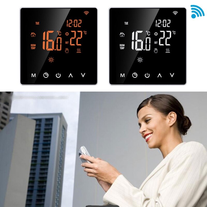Thermostat 16A Wi-Fi /NO WIFI Orange / White Smart Thermostat Digital Temperature Controller APP Control LCD Display Touch