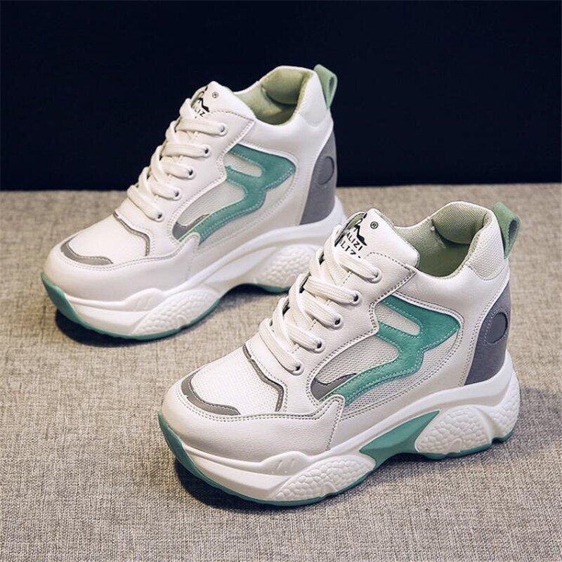Kvinder høj platform sko åndbar kvinder højde stigende sko 9 cm tykke såler sneakers kvinde deportivas mujer