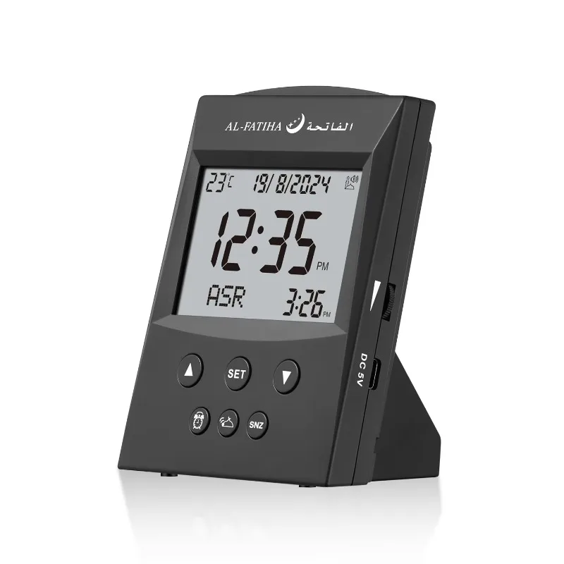 Digitale Azan LCD Schreibtisch Tischuhr Muslimische Athan Uhr Erinnerung Hijri Gregorianischer Kalender Islamische Moschee