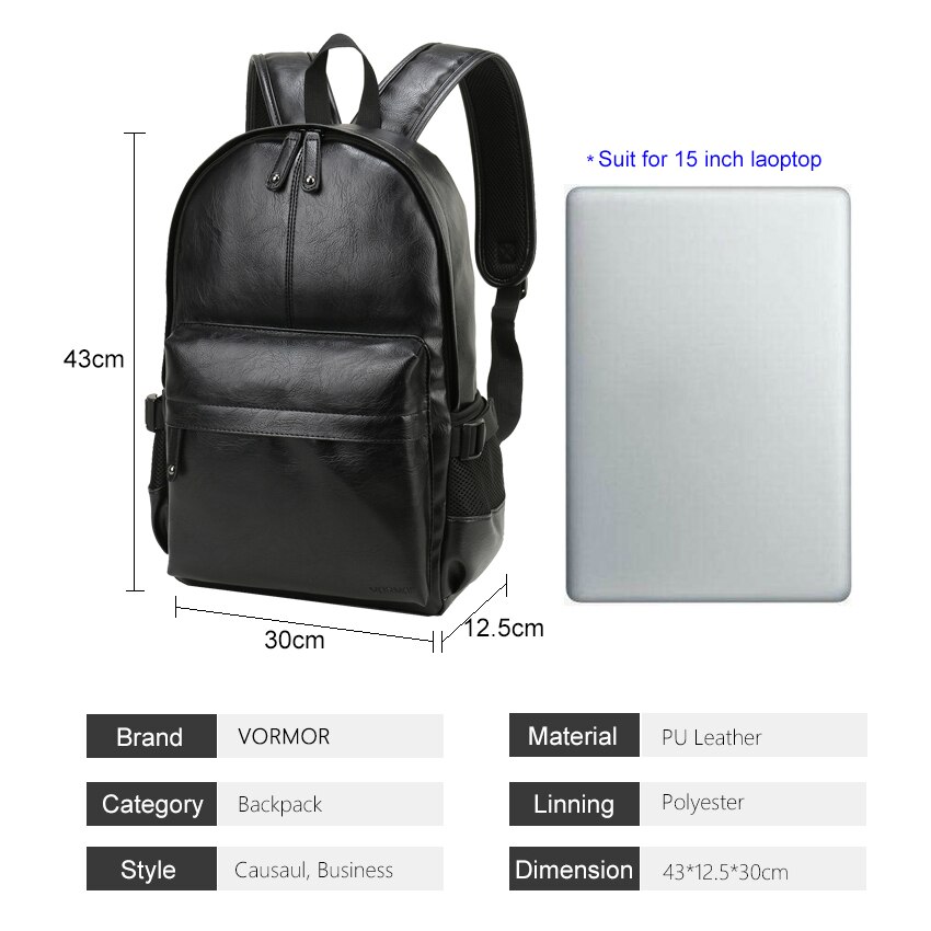 Brand Men Backpack Leather School Backpack Bag Waterproof Travel Bag Casual Leather Book Bag Male Leather Backpack Purse