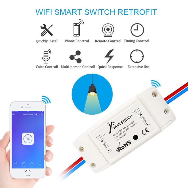 Smart Home Wifi Switch Module AC90~220V EWeLink Smart Wireless Light Remote Switch Work With Alexa Google Home IFTTT
