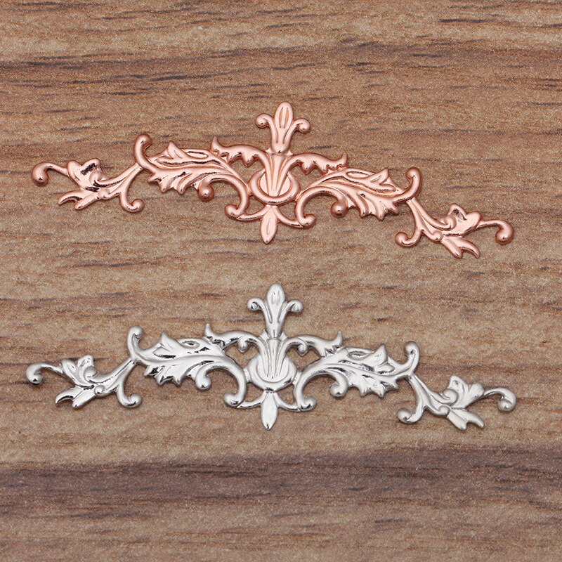10 Stks/partij 10*52Mm Bloem Blad Charmes Messing Filigraan Diy Sieraden Maken Levert Hoofddeksels Sieraden Handgemaakte Onderdelen Accessoires 0188